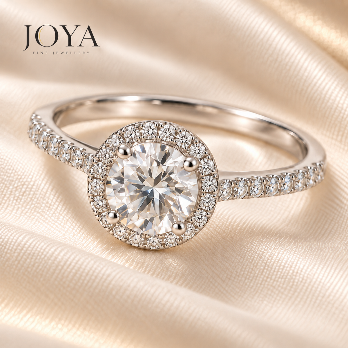 Bague halo ronde en moissanite 2 carats – JOYA.