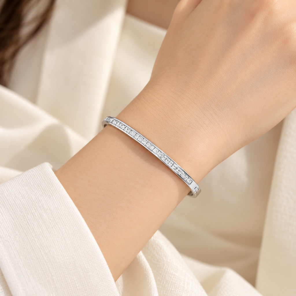 Bracelet jonc Éclat argenté – JOYA