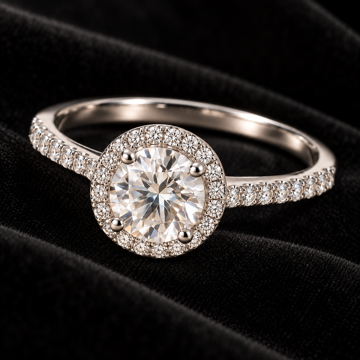 Bague halo ronde en moissanite 2 carats – JOYA.