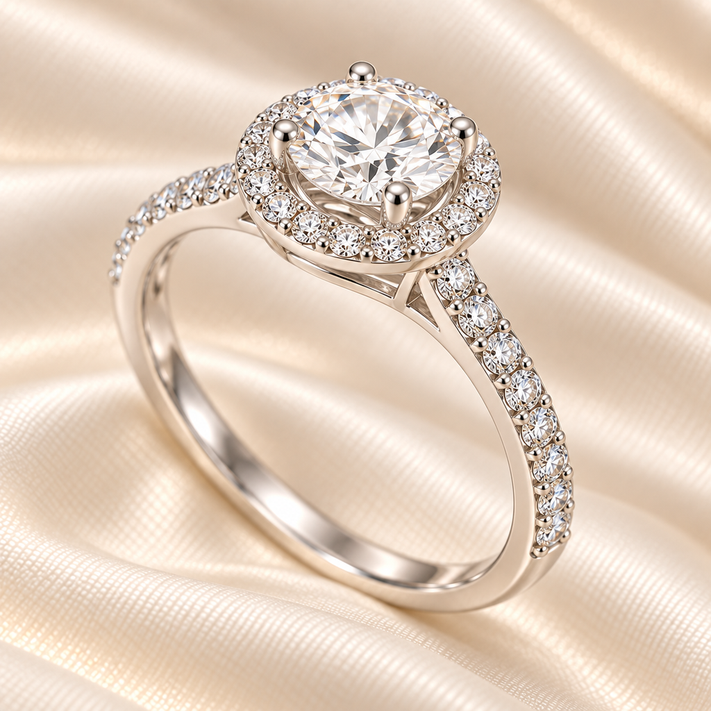 Bague halo ronde en moissanite 2 carats – JOYA.