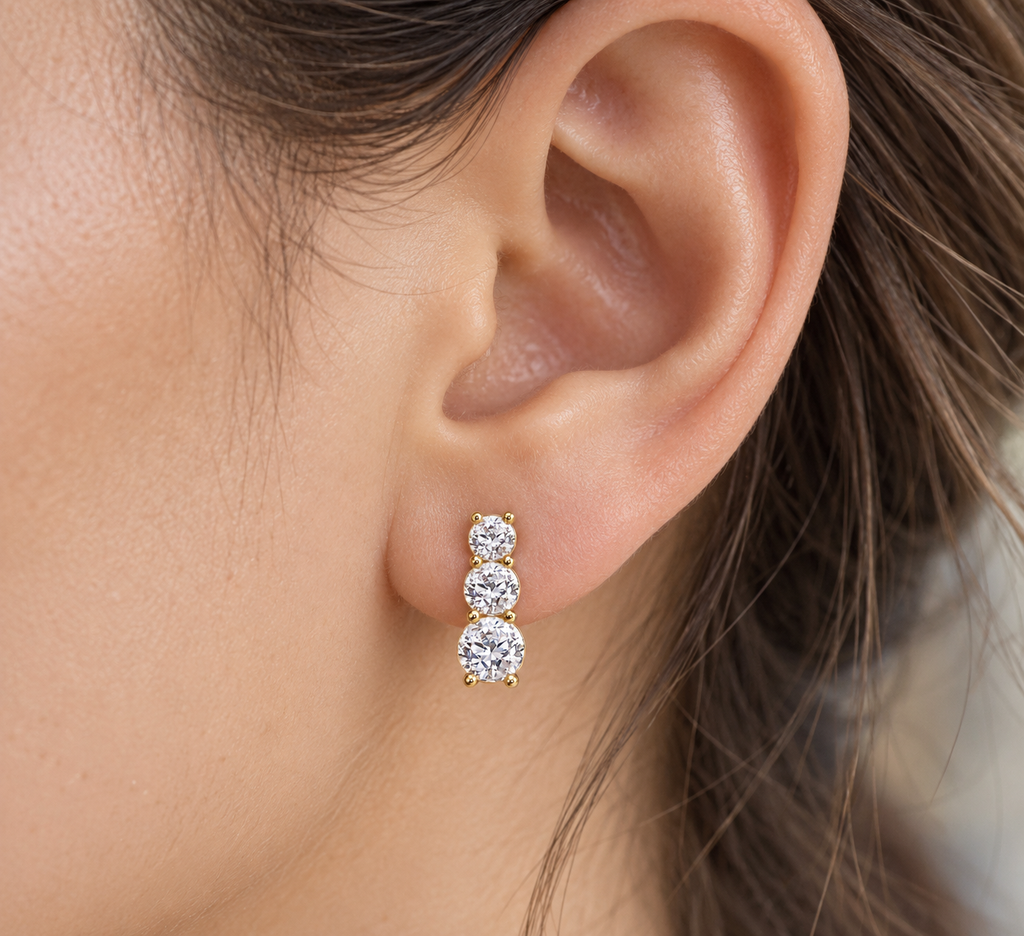 Boucles d’oreilles à trois moissanites | JOYA