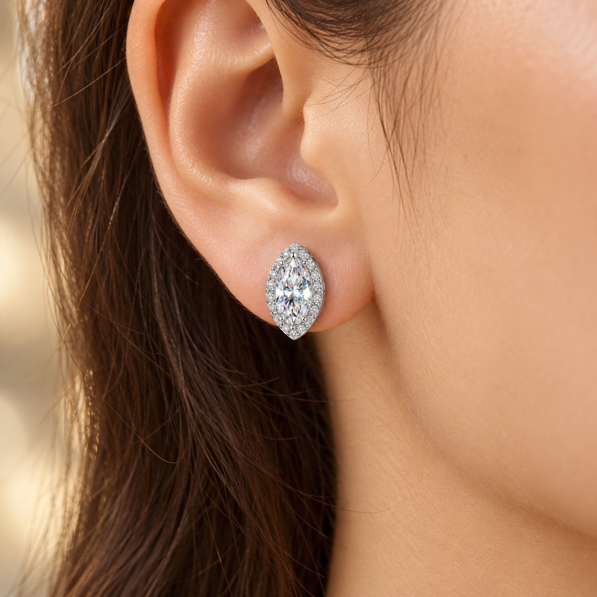 Boucles d’oreilles marquise JOYA en moissanite