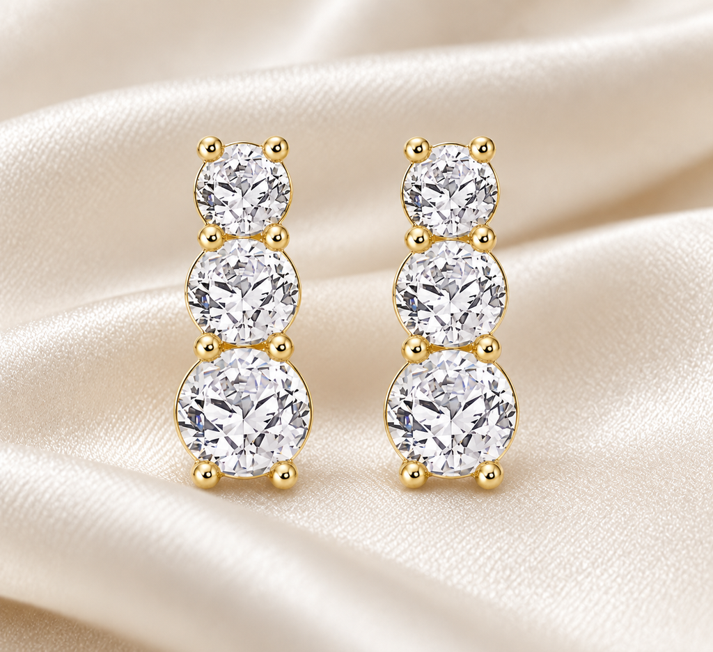 Boucles d’oreilles à trois moissanites | JOYA