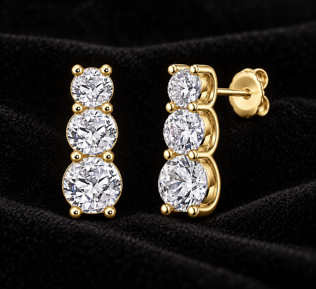 Boucles d’oreilles à trois moissanites | JOYA